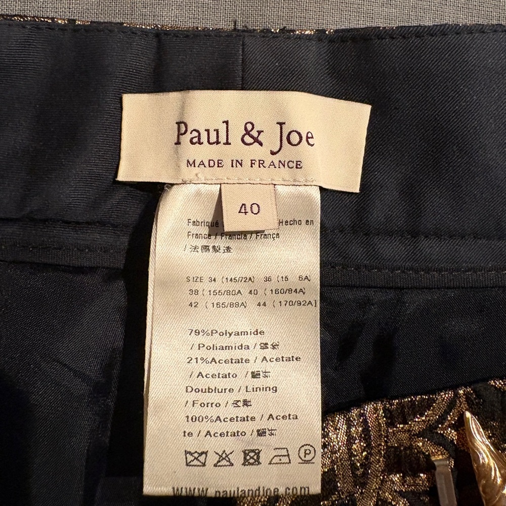 Paul & Joe Brocade Black and Gold Cropped Pants - Picture 7 of 14